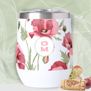Modern Wildflower Monogram Pink Large Poppy 