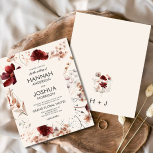 Modern Wildflower Monogram Wedding Invitation Flyer