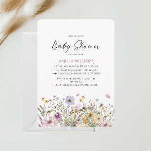 Modern Wildflower Pastel Baby Shower Invitation