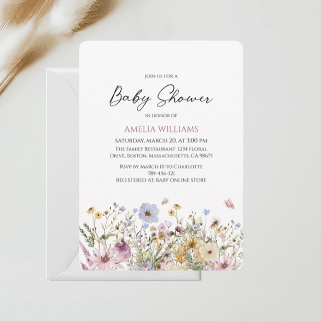 Modern Wildflower Pastel Baby Shower Invitation (Creator Uploaded)