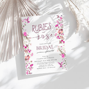 Modern Wildflower Ruby Rose Bridal Shower  Invitation