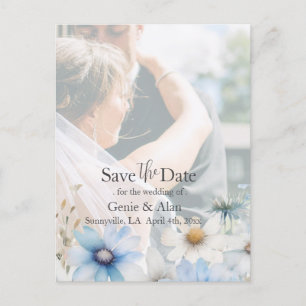 Modern Wildflower  Save the Date Photo Postcard