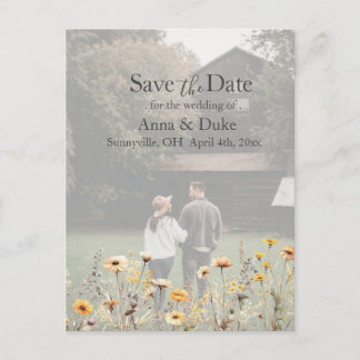 Modern Wildflower  Save the Date Photo Postcard