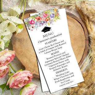 Modern Wildflower Spring Menu Graduation Invitation