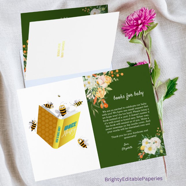 Modern Wildflower Watercolor Baby Book Shower Foil Card (Creator Uploaded)