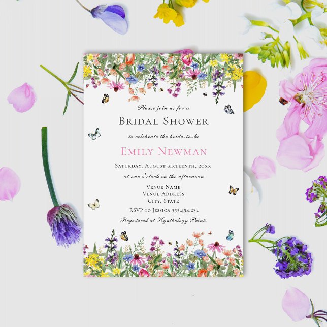 Modern Wildflower Watercolor Floral Bridal Shower Invitation (Creator Uploaded)