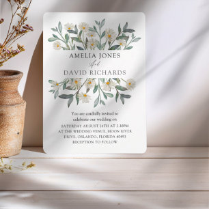 Modern Wildflower Watercolor Floral Wedding Invitation