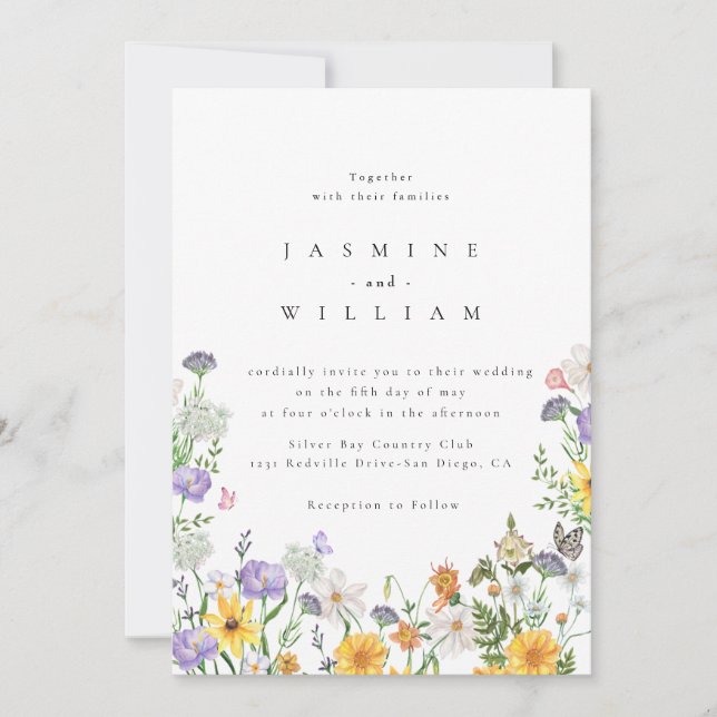Modern Wildflower  Wedding  Invitation (Front)