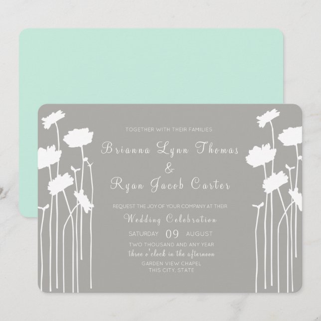 Modern Wildflower Wedding Invitation (Front/Back)