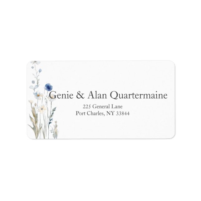 Modern Wildflower Wedding Label (Front)