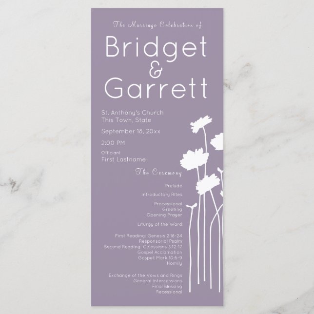 Modern Wildflower Wedding Program (Front)