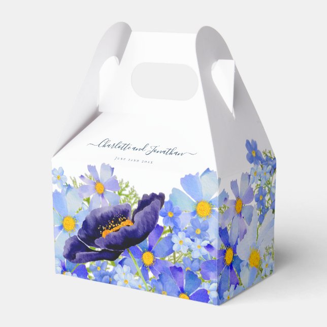 Modern Wildflower Wedding Thank You Favour Box (Front Side)