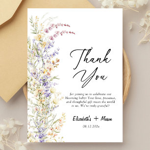 Modern Wildflowers Baby Shower Thank You Card