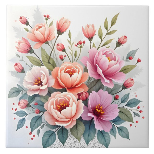 Modern Wildflowers Beautiful Luxury Collection Ceramic Tile (Front)
