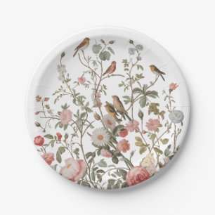 Modern wildflowers & birds Birthday or Shower      Paper Plate