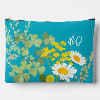 Modern Wildflowers Custom Monogram Accessory Pouch