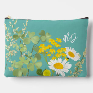 Modern Wildflowers Custom Monogram  Accessory Pouch