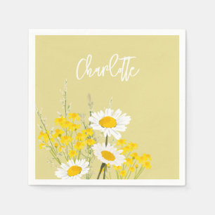 Modern Wildflowers Custom Monogram Napkin