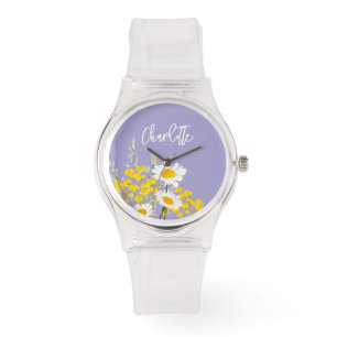 Modern Wildflowers Custom Monogram Watch