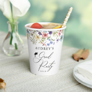 Modern Wildflowers Floral  Grad Party  Paper Cups
