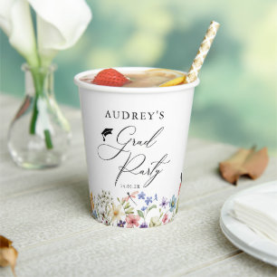 Modern Wildflowers Floral  Grad Party  Paper Cups