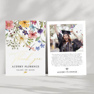 Modern  Wildflowers Floral Photo Graduation Party