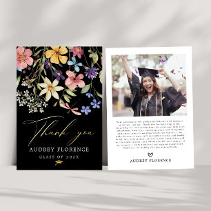 Modern Wildflowers Floral Photo Graduation Party