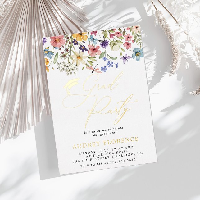 Modern  Wildflowers Floral Photo Graduation Party (Creator Uploaded)