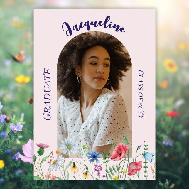 Modern Wildflowers Graduation 2025 Arch Photo Invitation (Creator Uploaded)