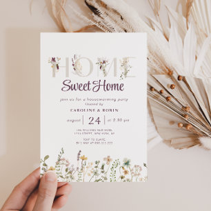 modern wildflowers housewarming party invitation