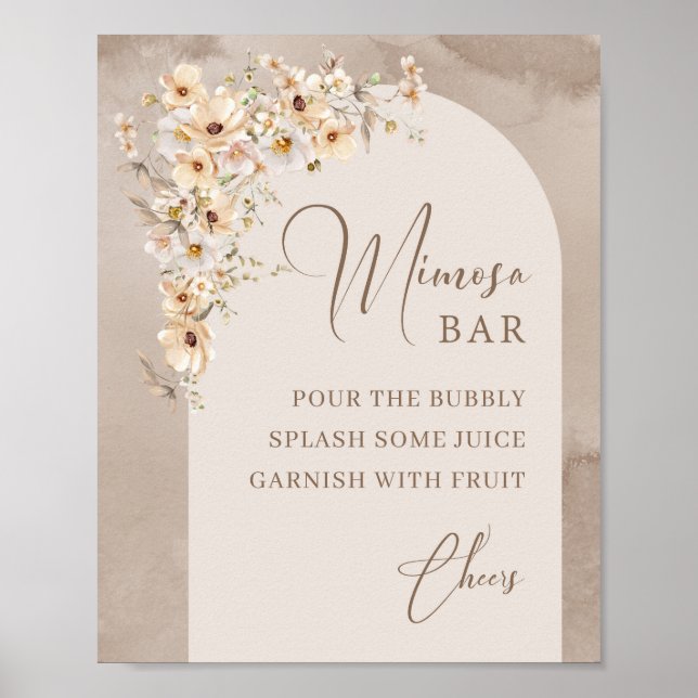 Modern Wildflowers Ivory Arch Frame mimosa bar Poster (Front)