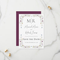 Modern Wildflowers Monogram Burgundy Wedding