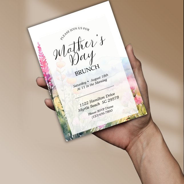 Modern Wildflowers Mother's Day Brunch Blush Pink  Holiday Card (Creator Uploaded)