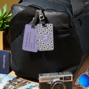Modern Wildflowers On Lavender  Luggage Tag