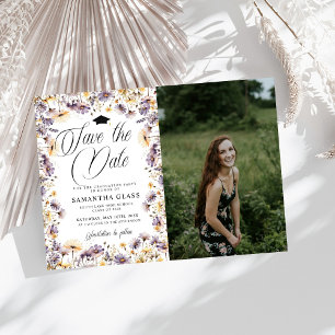 Modern Wildflowers Save The Date Photo Graduation Invitation