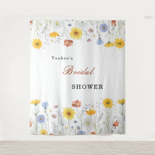 Modern wildflowers spring wedding Backdrop Decor Tapestry