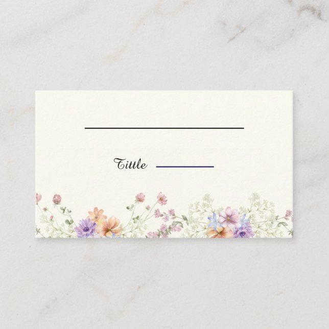 Modern wildflowers spring wedding place card (Front)