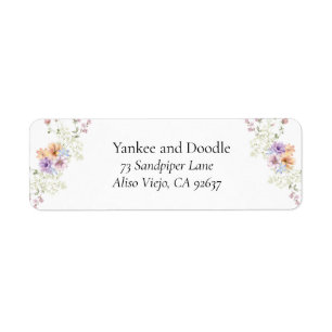 Modern wildflowers spring wedding return address label