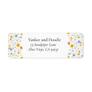 Modern wildflowers spring wedding return address label