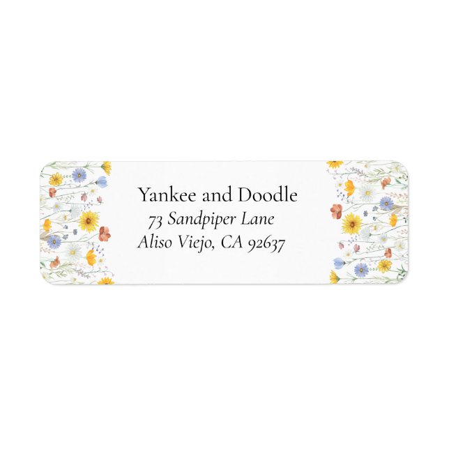 Modern wildflowers spring wedding return address label (Front)