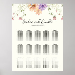 Modern wildflowers spring wedding Seating Chart
