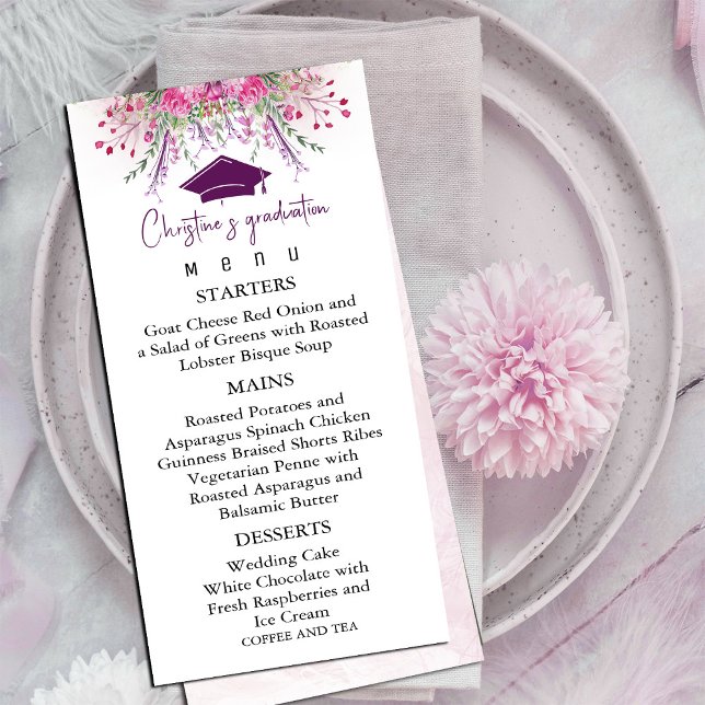 Modern Wildflowers Summer Graduation Menu (Modern Wildflowers Summer Graduation Menu, #dinner #graduation)