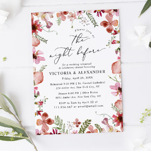 Modern Wildflowers The Night Before Wedding  Invitation