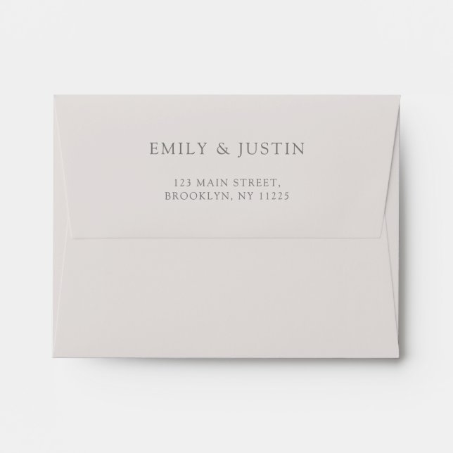 Modern Wildflowers Watercolor Beige Wedding Envelo Envelope (Back (Top Flap))