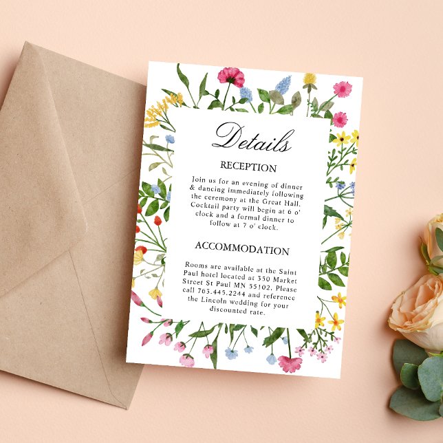 Modern Wildflowers Wedding Details Enclosure Card (Creator Uploaded)