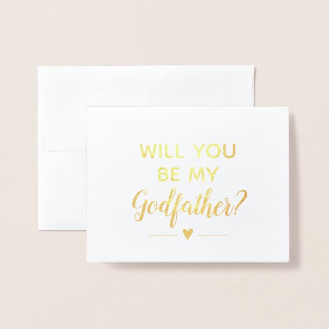 Modern Will You Be My Godfather Proposal Foil Card (Front With Envelope)