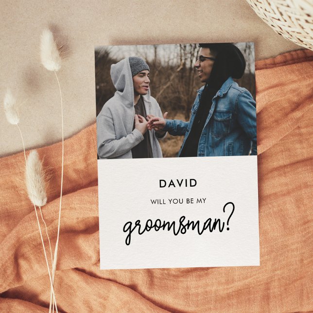 Modern Will you be my groomsman photo card (Creator Uploaded)
