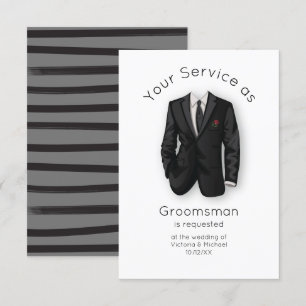 Modern will you be my Groomsman Suit & Tie Invitation