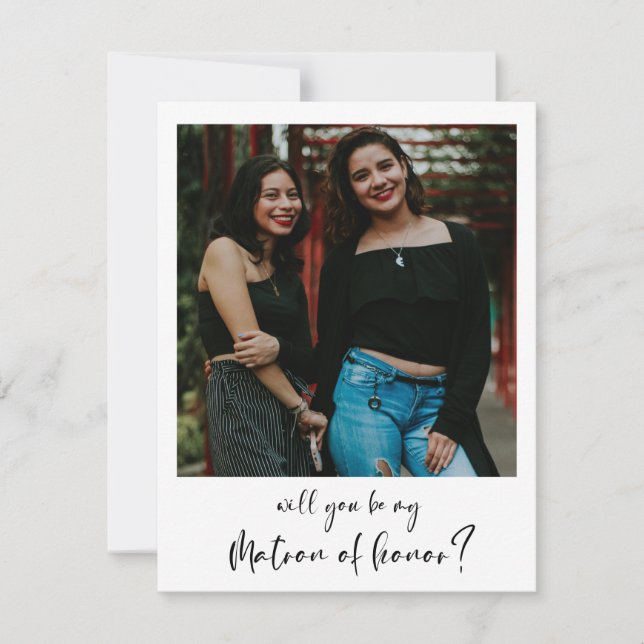 Modern Will you be my matron of honour photo card (Front)