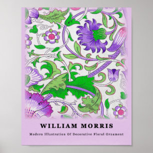 Modern William Morris Purple Green Floral Leaves Poster